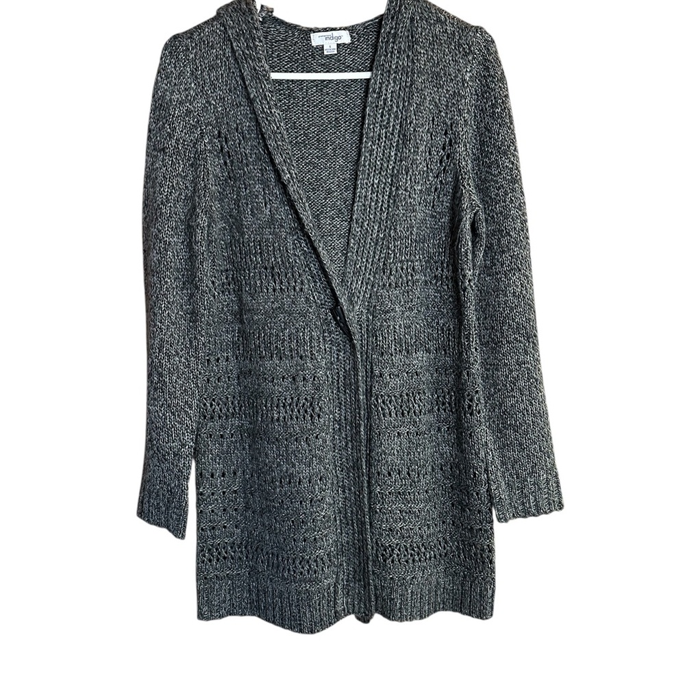 Great Northwest Indigo Elegant Gray Women's Hoodie Cardigan with Button
